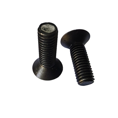 DIN Standard Durable Flat Head Socket Cap Screw Full Thread en acier au carbone noirci
