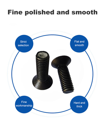 DIN Standard Durable Flat Head Socket Cap Screw Full Thread en acier au carbone noirci