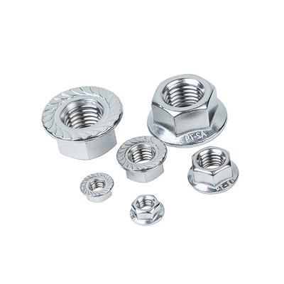 Noix M4 M5 M6 M8 M10x1.25 Noix de fermeture de bride Finition autre acier inoxydable DIN6923 dentelée