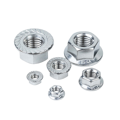 Noix M4 M5 M6 M8 M10x1.25 Noix de fermeture de bride Finition autre acier inoxydable DIN6923 dentelée