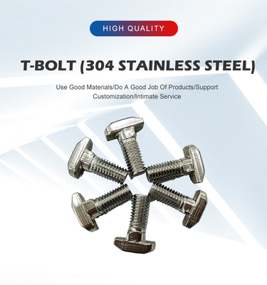 304 boulons de chaîne en acier inoxydable T Industrie M6/M8 T Boulons de tête pour profilés en aluminium