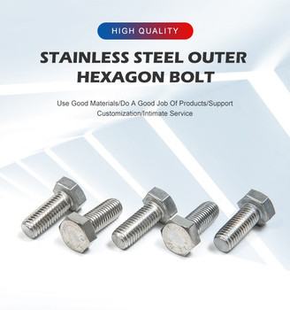 Boulons résistants à la corrosion de qualité 304 316 en acier inoxydable Boulons extérieurs hexagonaux