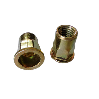 Noix de rivet à tête plate à tête plate semi-hexagonale plaquée en zinc jaune pour les applications de mesure impériales