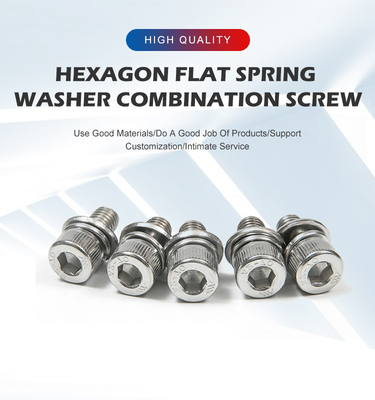 Screw hexagonale en acier inoxydable 100% inspecté avec tête ronde et plaquette élastique