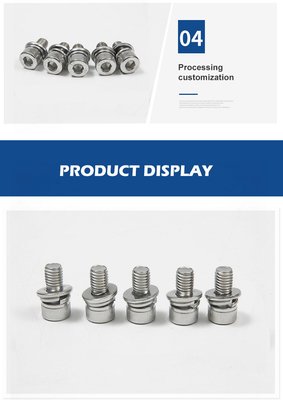 Screw hexagonale en acier inoxydable 100% inspecté avec tête ronde et plaquette élastique