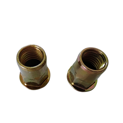 Noix de rivets ouverte semi-hex en acier au carbone plaqué zinc jaune pour système de mesure métrique