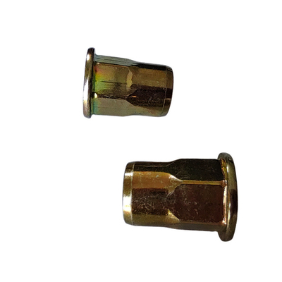 Noix de rivets ouverte semi-hex en acier au carbone plaqué zinc jaune pour système de mesure métrique