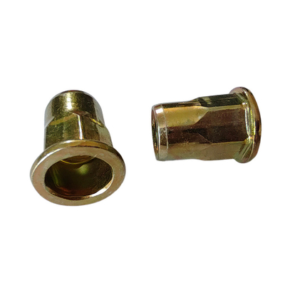Noix de rivets ouverte semi-hex en acier au carbone plaqué zinc jaune pour système de mesure métrique