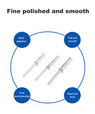 Rivets aveugles 4,8 mm 6,4 mm Fermeture à glissière tête de dôme en acier Monobolts type tasse finition simple