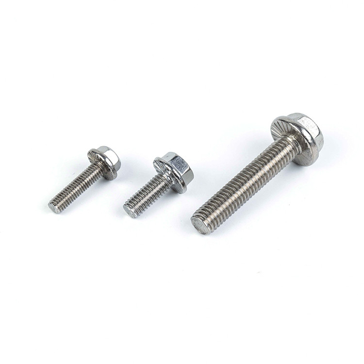 Boulons à flange hexagonale en acier inoxydable à fil complet M3 M4 M5 M6 DIN934 933 avec finition simple