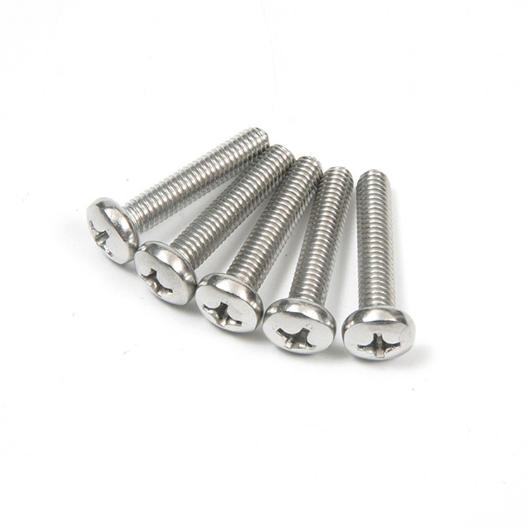 Croix d'acier inoxydable Phillips tête de plateau ronde vis à boulon M3 M4 M5 M6 M8 GB818 304 A2-40
