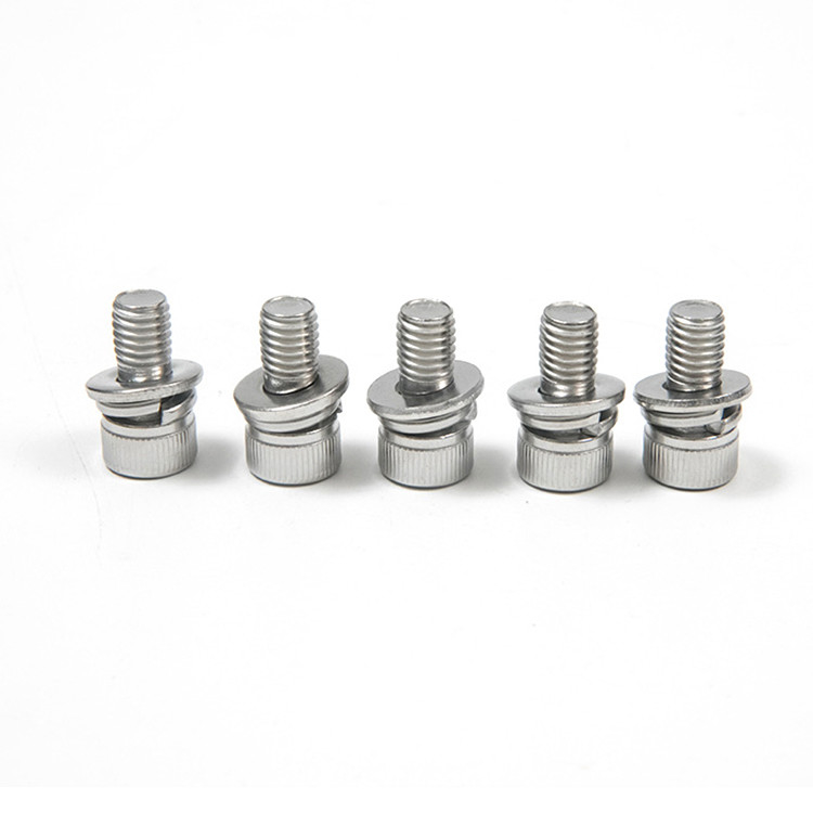 Screw hexagonale en acier inoxydable 100% inspecté avec tête ronde et plaquette élastique